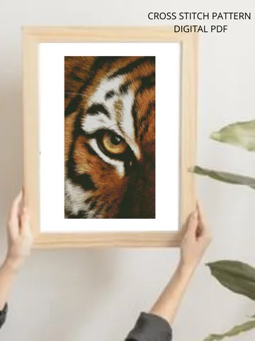 Tiger cross stitch pattern, Eye cross stitch pattern, Wild cat embroidery, Instant download, Digital PDF $10.00