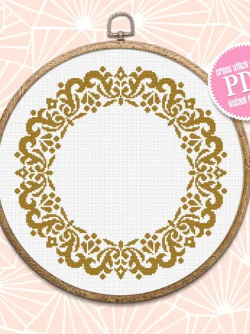 Monogram mandala cross stitch pattern PDF download Round frame cross stitch chart, Mandala wreath pattern digital PDF for beginner #Y11 $3.95