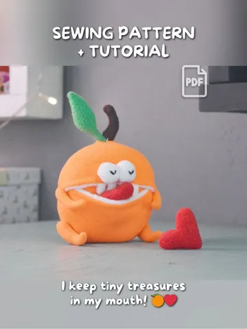PDF Plush Toy Pattern – Fleece Orange Softie with Pocket Mouth $11.00