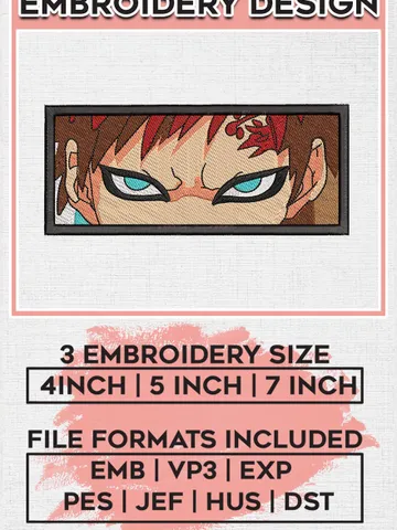 Gaara eye rectangle Embroidery Design, Naruto Embroidery, Anime design, Embroidered shirt, Anime shirt, digital download EMB_ANIME_265 $6.99