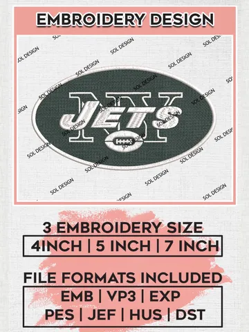 New York Jets Machine Embroidery Designs, NFL Jets, NFL Logo Embroidery Files, NFL New York Jets Machine Embroidery Design, Digital Download