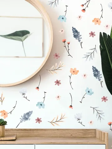 Wild Flowers Wall Decal, Twigs Wall Decals, Sweet Flowers and Twigs Decal, Nursery Décor , Girl room Décor Gift h200 $28.99