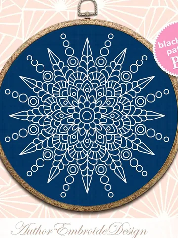 Blackwork mandala pattern PDF instant download Backstitch chart Mandala ornament for hand embroidery PDF, Mandala art, Snowflake #W41 $4.60