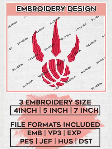 Toronto Raptors Embroidery Designs, NBA Logo Embroidery Files, NBA Raptors, Machine Embroidery Pattern, Digital Download