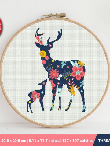 Deer Fawn Silhouette Cross stitch pattern | Embroidery Pattern | Instant Download | Embroidery Designs $6.40