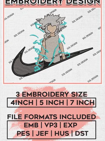 Nike Kirua Zoldyck Embroidery Files, Hunter x Hunter Embroidery Designs, Anime Machine Embroidery, Digital Download EMB_ANIME_141