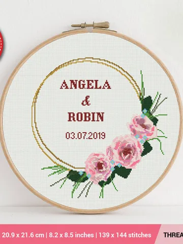 Wedding Date Frame and Alphabet Cross stitch pattern | Embroidery Pattern | Instant Download | Embroidery Designs $5.94