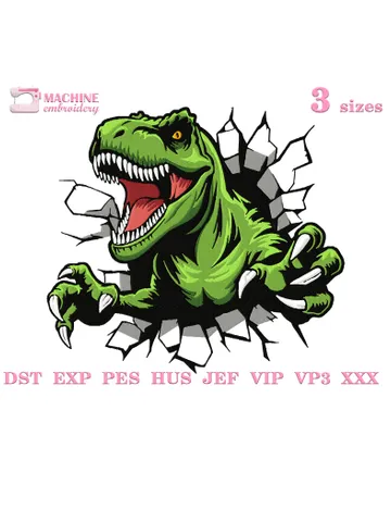 Dinosaur T-Rex embroidery design Machine embroidery pattern 3 sizes, Embroidery files tyrannosaurus rex, Dinosaur embroidery download #R55 $3.90