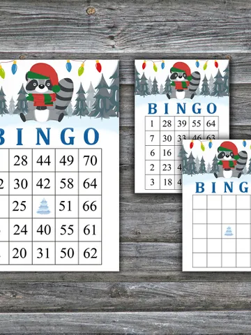 Winter animals bingo game card,Christmas bingo game card,Christmas Bingo Printable,Holiday Bingo,INSTANT DOWNLOAD-98 $3.95