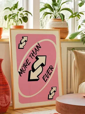 More Than Ever play Reverse Card Wall Art Funny Meme Poster Digital Download Pink Black Typography Pop Culture Print Game Room Meme Decor $2.46