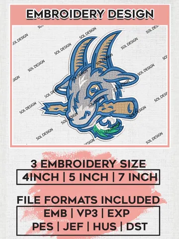 MiLB Hartford Yard Goats Embroidery Design Files, MiLB Hartford Yard Goats Logo, Minor League Baseball Logo Embroidery Designs, MiLB embroidery designs, Machine embroidery designs, Digital Download $6.99