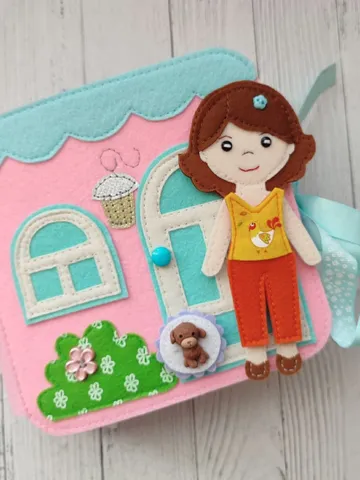 Quiet book Dollhouse pattern, Felt book pattern pdf, Felt doll Pattern with clothes set, Dress up Doll, Busy book pattern for girl $19.48