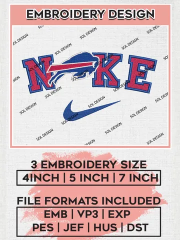 Nike Buffalo Bills Embroidery Design Files, NFL Bills, NFL Logo Embroidery Files, NFL Buffalo Bills Machine Embroidery Design, Digital Download