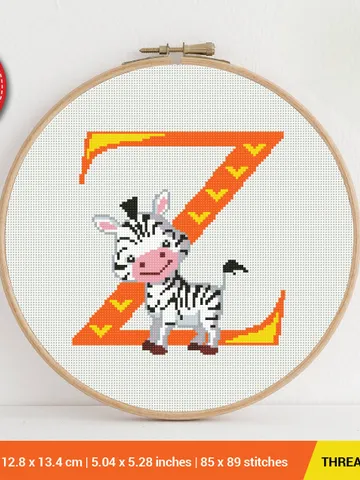 Letter Z Zebra ABC Cross stitch pattern | Embroidery Pattern | Instant Download | Embroidery Designs $5.37
