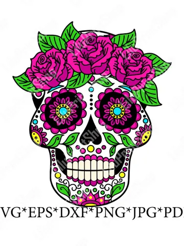 Sugar skull svg Candy Skull clipart Sugar Skull clipart Sugar skull cut file Day of the dead svg Dia de los muertos Dxf EPS PNG $2.85