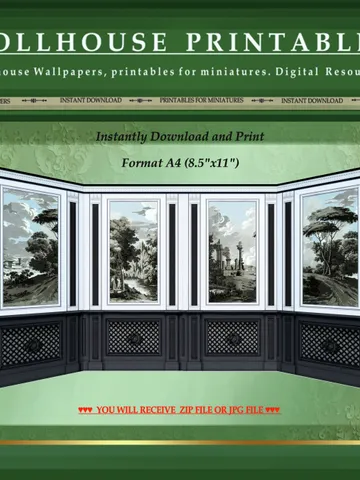 Wallpapers- Set 8-v2 | Printables for Dollhouses and Unique Miniature Projects | Digital Downloads | in Scale 1/12th $9.00