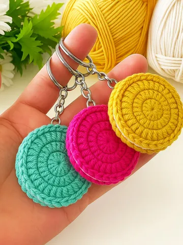 Crochet Macaron Keychain Pattern, Amigurumi Cookie Keyring PDF, DIY Cute Dessert Plush, Handmade Sweet Treat Charm, Instant Download $5.40