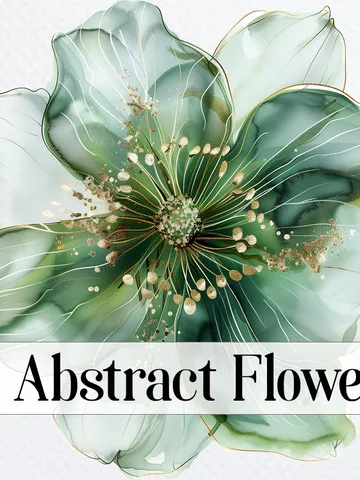 12 Abstract Flowers Clipart, Green Gold Flowers PNG, Lime Gold Flowers Print for sublimation, Printable Watercolor clipart, Digital download $2.64