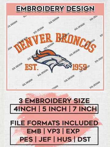 Denver Broncos Est 1959 Embroidery Designs, NFL Broncos Embroidery Designs, NFL Embroidery Designs, NFL Denver Broncos Machine Embroidery Design, Digital Download $6.99