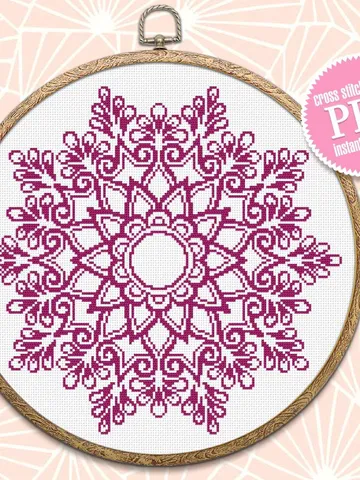 Flower mandala cross stitch pattern download PDF Floral ornament cross stitch, Monochrome cross stitch chart, Mandala pattern digital #M188 $4.60
