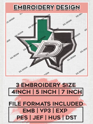 NHL Dallas Stars Map Logo Embroidery Designs, NHL Dallas Stars Team Logo Embroidery, Hockey Team Logo Emb Files, NHL Embroidery Designs, NHL Machine Embroidery Designs, Digital Download $6.99
