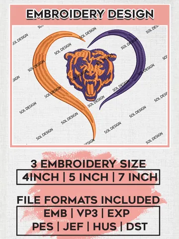 NFL Chicago Bears Embroidery Designs, NFL Bears, NFL Logo Embroidery Files, NFL Chicago Bears Machine Embroidery Design, Digital Download