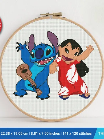 Lilo and Stitch Aloha cross stitch pattern, baby, Love Hawaii, Music, nursery decor, counted, chart, gift DIY, embroidery, instant PDF $4.60