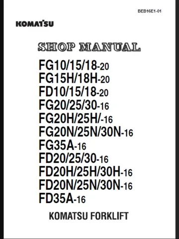 KOMATSU FG25-16 FORKLIFT SERVICE REPAIR SHOP MANUAL