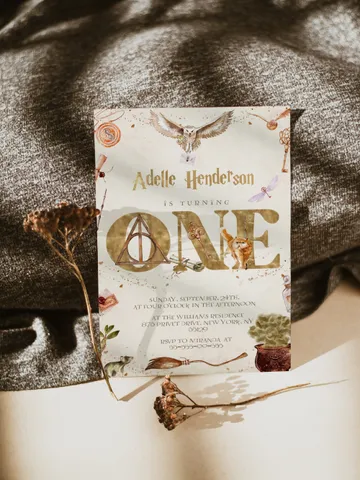 The Chosen One Invitation; Wizard Birthday Party; Magic School 1st Birthday Invitation Template; Editable Wizarding World Invitation; Wms12 $12.78