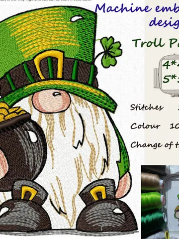 Dwarf Patrick 2 Sizes   Embroidery Design $8.00