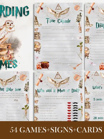 Wizarding World Baby Shower Games; School of Wizard Inspired; Printable Magic School Baby Shower Party Games; Wizarding Shower Games; MS7 $11.62