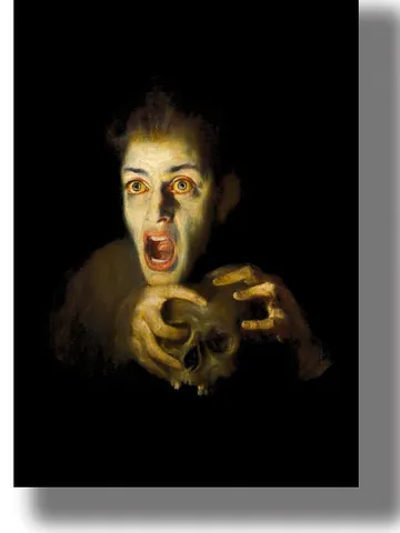 Hatred and madness. Illustration of a crazy scary man. $21.00