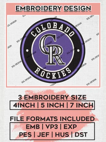 Colorado Rockies MLB Team Round Logo Embroidery Design, MLB Team Embroidery files, Colorado Rockies Baseball Team, Rockies Team, Digital Download