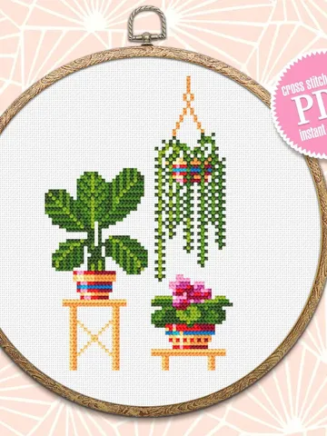 Home plants cross stitch pattern download PDF Floral cross stitch chart, Easy small cross stitch sampler, Plant lovers, DIY Home decor #P12 $3.00