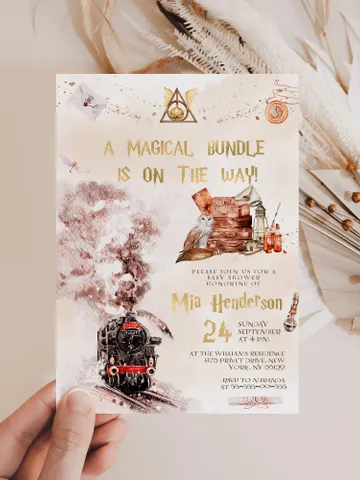 DIY Wizarding World Baby Shower iNVITATION; Magic School Baby Shower Template; School of Wizard Baby Shower invitation template; wP66 $11.62