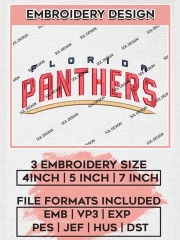 NHL Florida Panthers Team Wordmark Logo Embroidery Design, NHL Florida Panthers Logo Embroidery Files, Hockey Team Machine Embroidery, Machine Embroidery Design