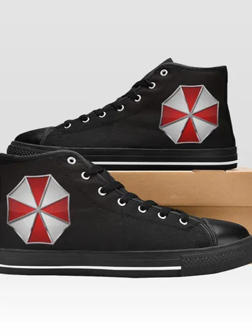 Resident Evil Umbrella Shoes, High-Top Sneakers, Handmade Footwear $59.97