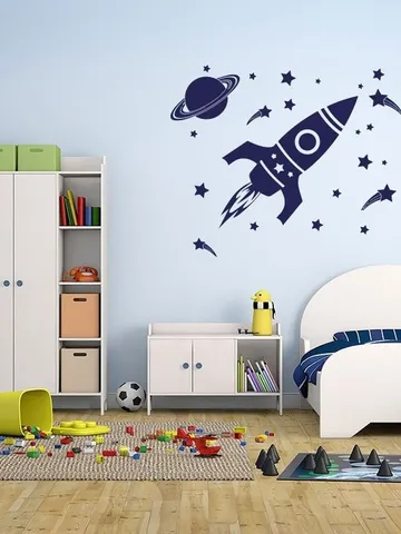 Rocket Stars Moon Space Boys Baby room Beautiful interior Nursery gift Wall Decal Vinyl Decor Sticker Bedroom rta450 $38.99