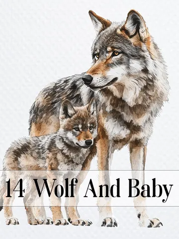14 Wolf And Baby Wolf PNG Bundle, Little Wolf CubPrintable Watercolor clipart for sublimation, High Quality PNGs, crafting, junk journal $2.64