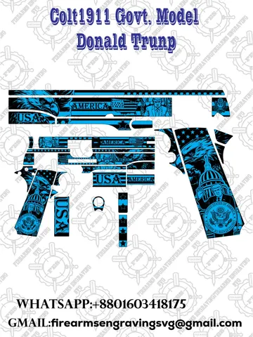 Digital File ( Colt1911 Govt. Model Donald Trunp )
 Firearms Engraving Svg ,
engraving gun desing, engraving gun,leaer engraving,engraving, colt1911govt.model $49.99