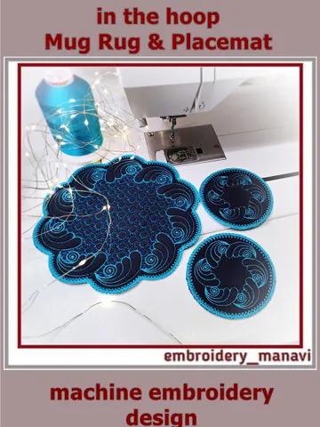 ITH Quilted Coaster & Placemat – Sea-Inspired Machine Embroidery Design (8x8 & 4x4) $5.00