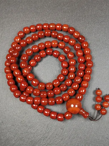 Gandhanra 108 Tibetan Mala, 0.4&quot; Red Agate Prayer Beads Necklace,Tibetan Rosary for Meditation,Circumference 39&quot; $239.99