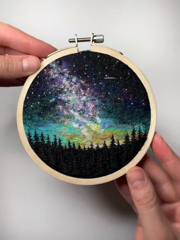 Embroidered and needle felted painting "Melody of the night" $320.00