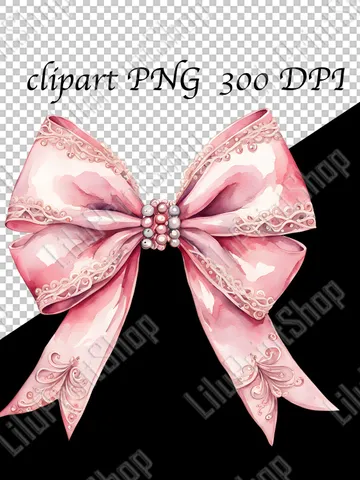 Coquette bow png Pink bow png overlay Soft girl aesthetic clipart Watercolor Pink ribbon clipart transparent digital instant download $2.71
