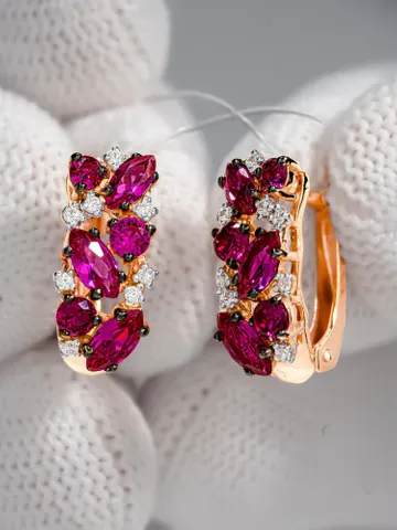 Earrings jewelry Silver gold plated 925 assay value with corundum ruby $115.00