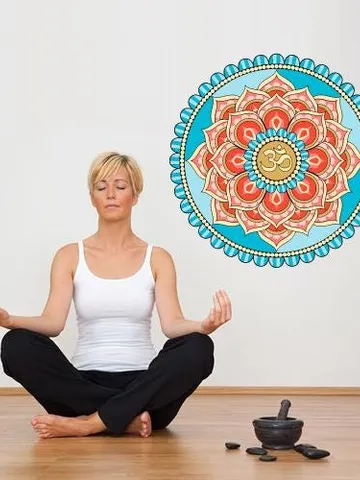 Mandala Wall Decal – Colorful Om Symbol Vinyl Art, Yoga Meditation Decor for Studio, Zen Room, Spiritual Corner or Wellness Space col693 $27.99