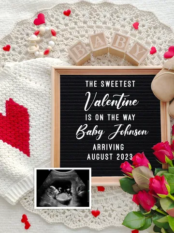 Valentines Day Pregnancy Announcement Digital for Social Media, Baby Announcement Sweetest Valentine Is On The Way Editable Digital Template $7.00
