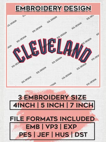 MLB Cleveland Wordmark Logo Embroidery Files, MLB Cleveland Guardians Team Embroidery, NCAA Teams, 3 sizes, Machine embroidery designs, Digital Download $6.99