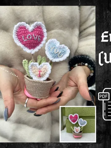 PDF Heart Plant Crochet Pattern, Amigurumi Flowers-hearts Pattern Small Toy Pattern Plant Pattern heart decor pattern Valentine's Day gift $7.20