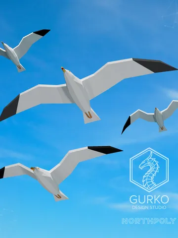 Seagulls Papercraft, Bird, Digital Template, PDF Download, Gurko, 3D Low Poly, Pepakura, Origami Sculpture, Paper Party Decoration, DIY Gift $21.00